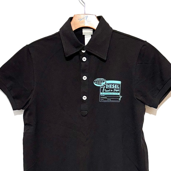 Diesel NWOT Black Women’s Polo Shirt Size XL - Picture 3 of 9